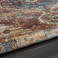Rust Medallion Washable Area Rug, 5x7