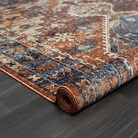 Rust Medallion Washable Area Rug, 5x7