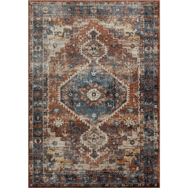 Rust Medallion Washable Area Rug, 5x7