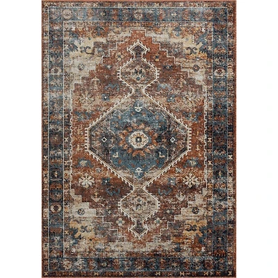 Rust Medallion Washable Area Rug, 5x7