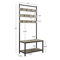 Gray and Black Wood Bench Hall Tree