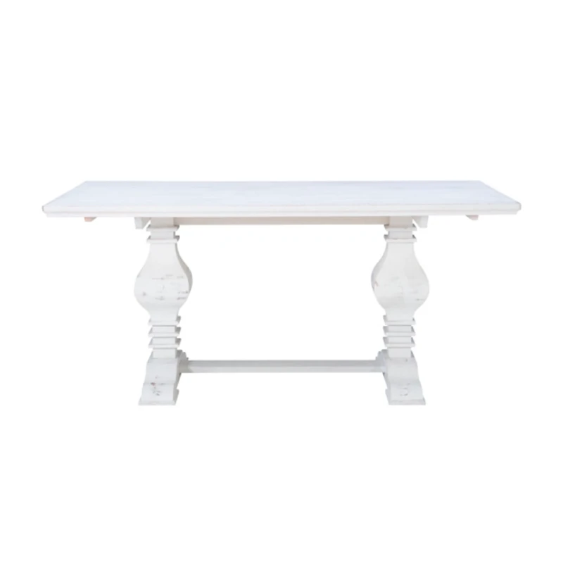 White Wood Pedestal Dining Table