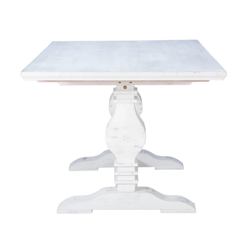 White Wood Pedestal Dining Table