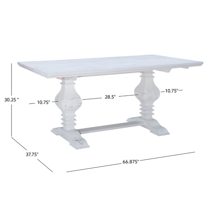 White Wood Pedestal Dining Table