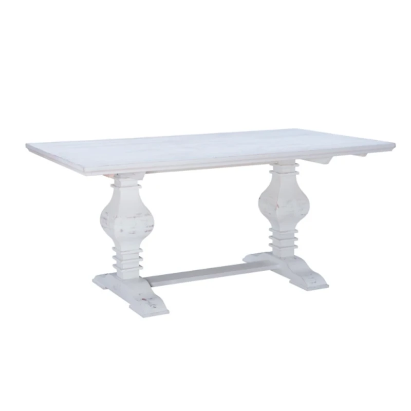 White Wood Pedestal Dining Table