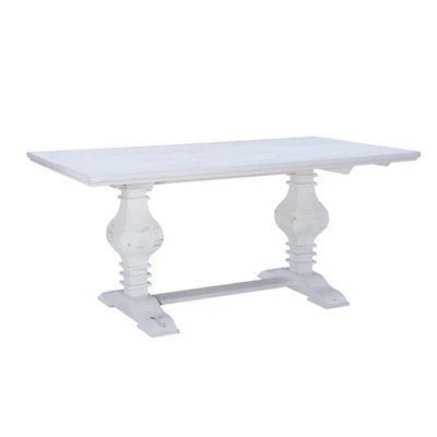 White Wood Pedestal Dining Table