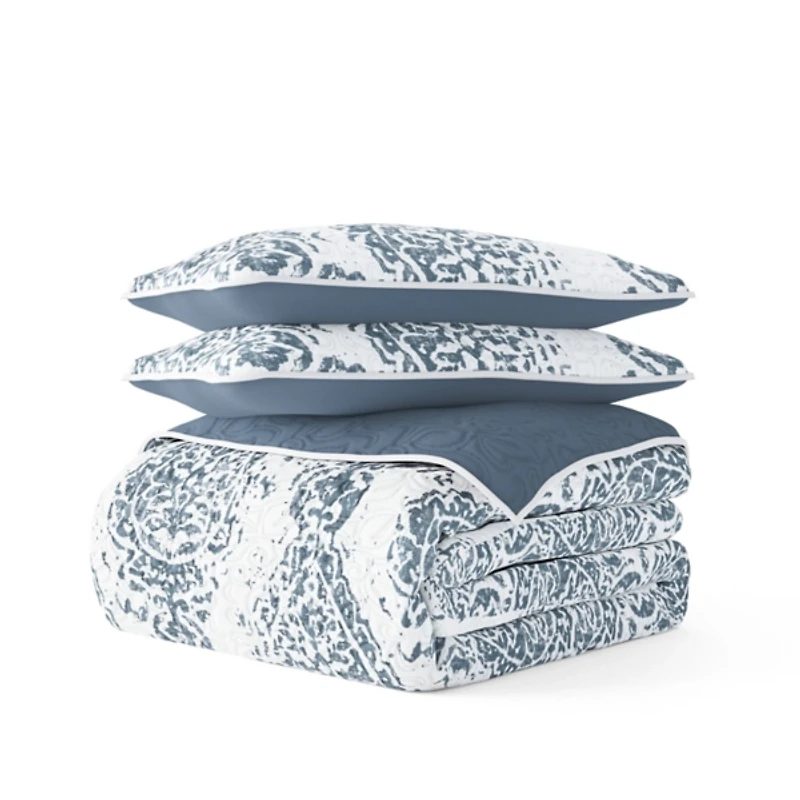 Damask Reversible 3-pc. King Quilt Set