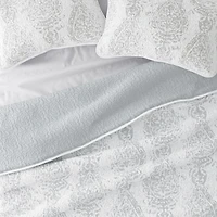 Gray Damask Reversible 3-pc. Queen Quilt Set