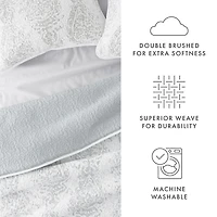 Gray Damask Reversible 3-pc. Queen Quilt Set