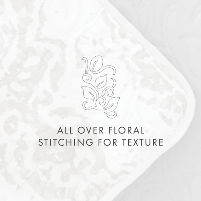 Gray Damask Reversible 3-pc. Queen Quilt Set