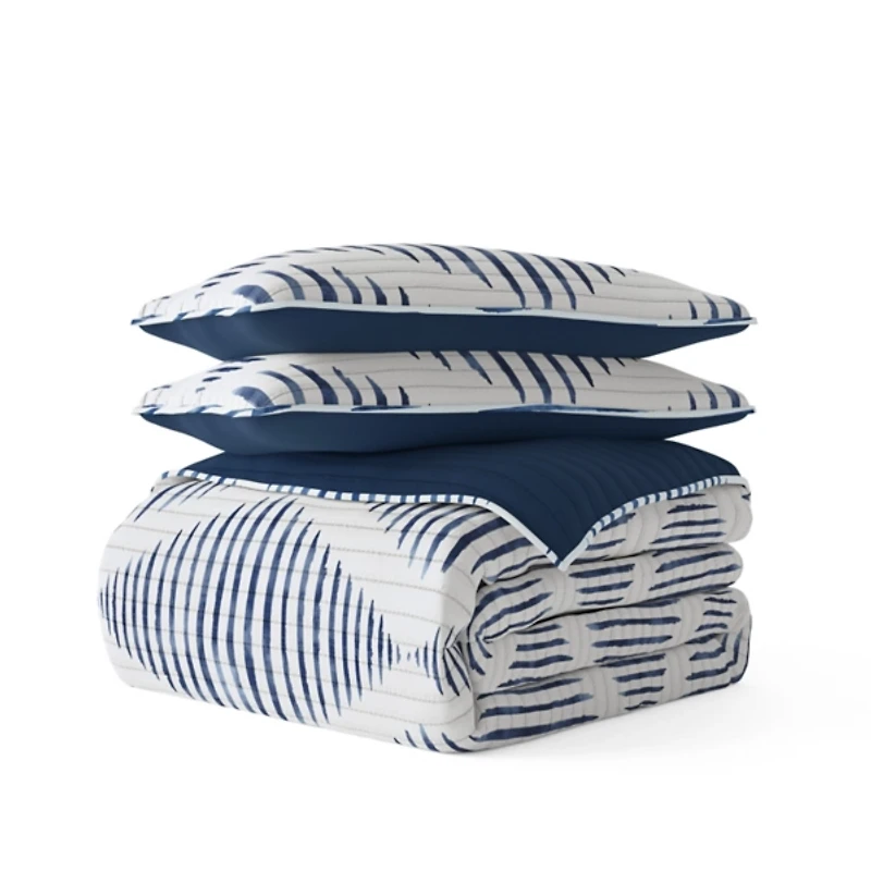 Navy Diamond Line Reversible 3-pc. King Quilt Set
