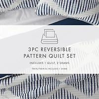 Navy Diamond Line Reversible 3-pc. King Quilt Set