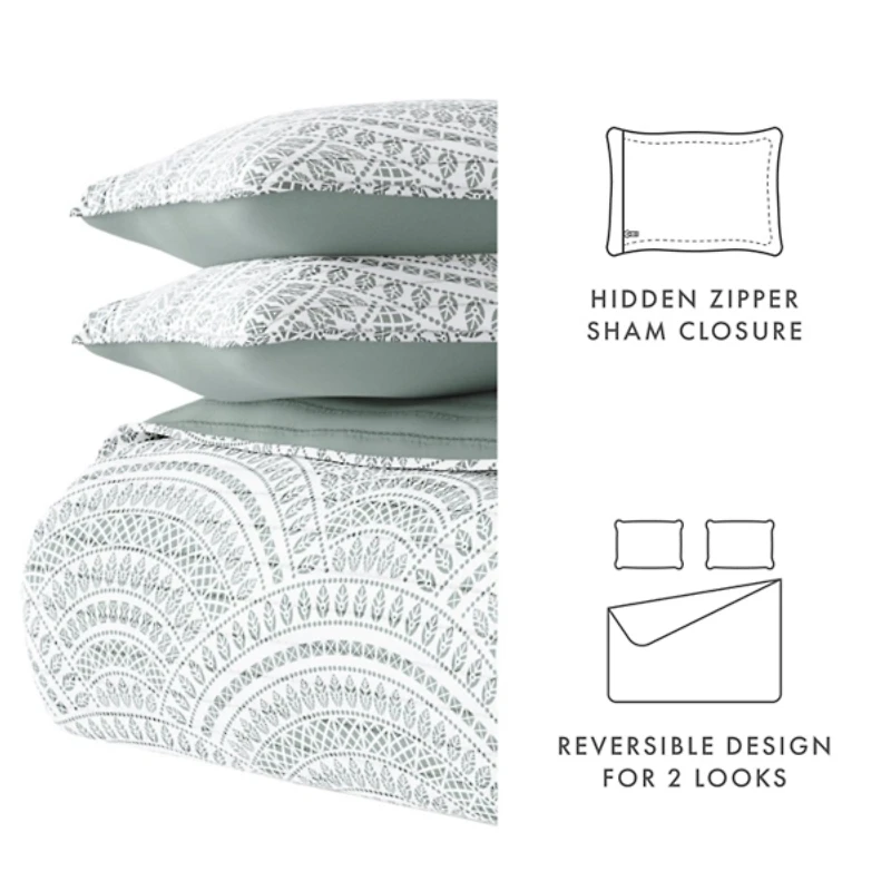 Green Scalloped Reversible 2-pc. Twin Quilt Set