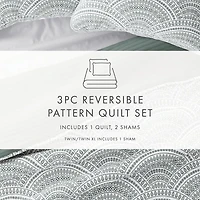 Green Scalloped Reversible 2-pc. Twin Quilt Set