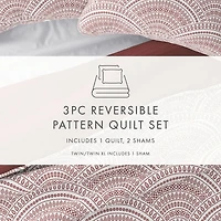 Terra Scalloped Reversible 3-pc. Queen Quilt Set