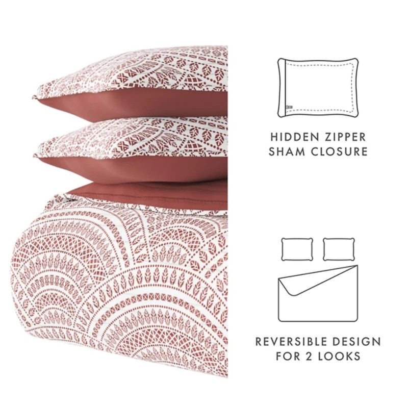 Terra Scalloped Reversible 3-pc. King Quilt Set