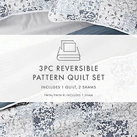 Patchwork Reversible 3-pc. Queen Quilt Set