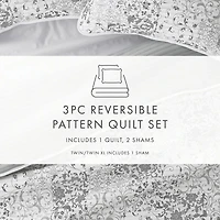 Gray Patchwork Reversible 2-pc. Twin Quilt Set