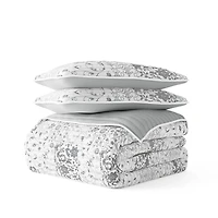 Gray Patchwork Reversible 3-pc. Queen Quilt Set