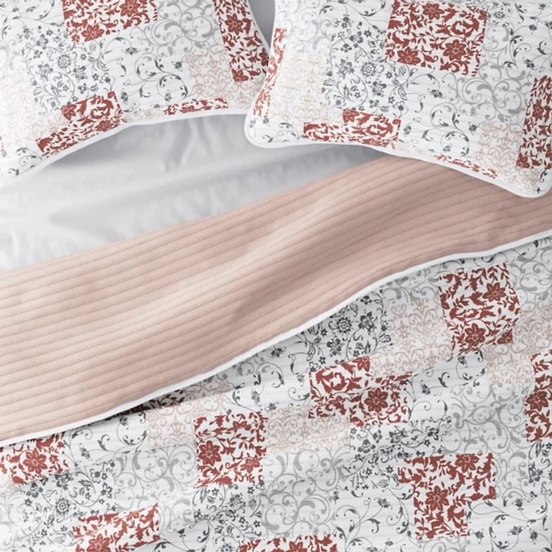 Blush Patchwork Reversible 2-pc. Twin Quilt Set