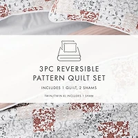 Blush Patchwork Reversible 3-pc. King Quilt Set
