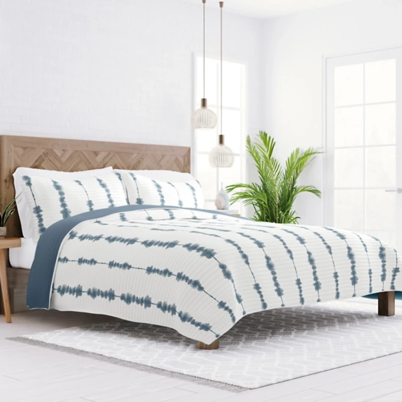 Blue Shibori Reversible 2-pc. Twin Quilt Set