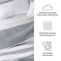 Gray Striped Reversible 3-pc. King Quilt Set