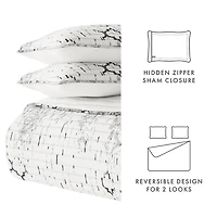 White Trellis Reversible 3-pc. Queen Quilt Set