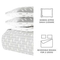 Gray Dotted Reversible 3-pc. Queen Quilt Set