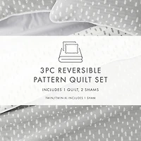 Gray Dotted Reversible 3-pc. Queen Quilt Set