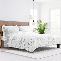 Gray Dotted Reversible 3-pc. King Quilt Set