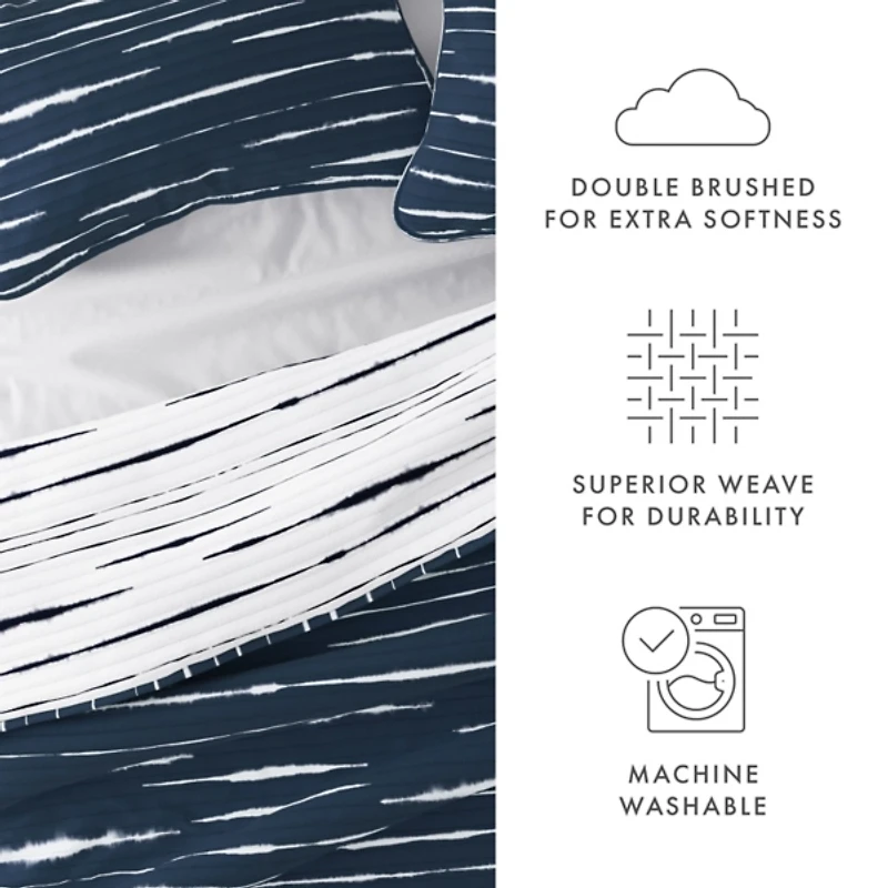 Navy Linear Reversible 2-pc. Twin Quilt Set