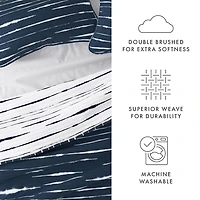 Navy Linear Reversible 2-pc. Twin Quilt Set