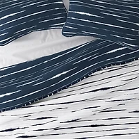 Navy Linear Reversible 3-pc. Queen Quilt Set