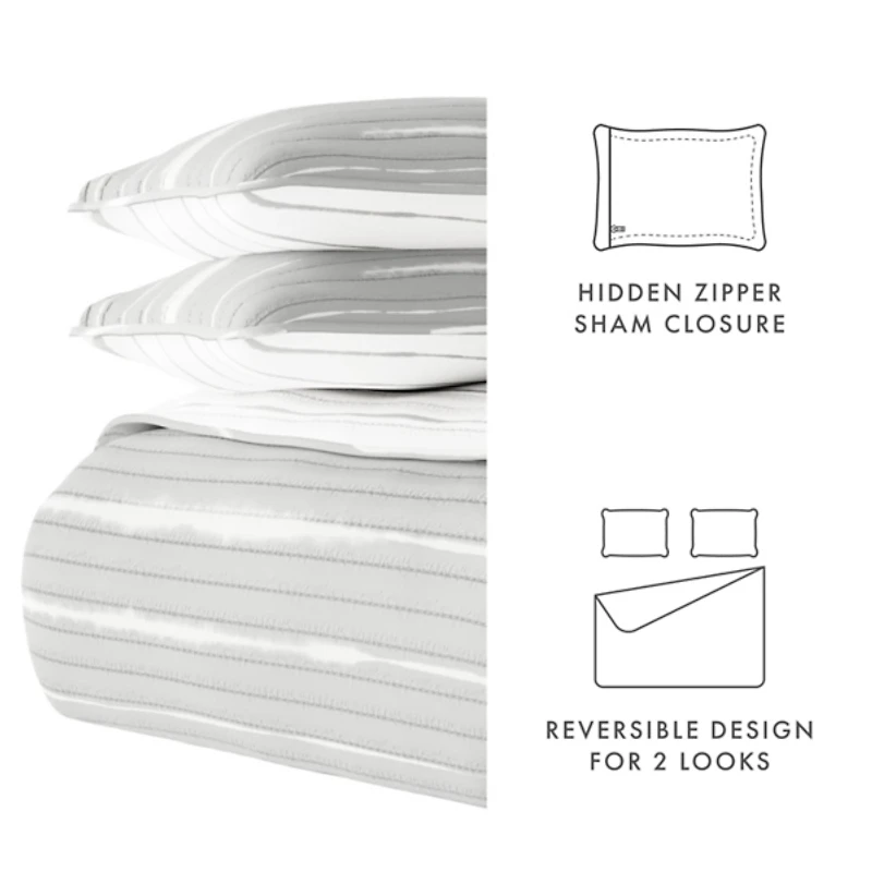 Gray Linear Reversible 2-pc. Twin Quilt Set