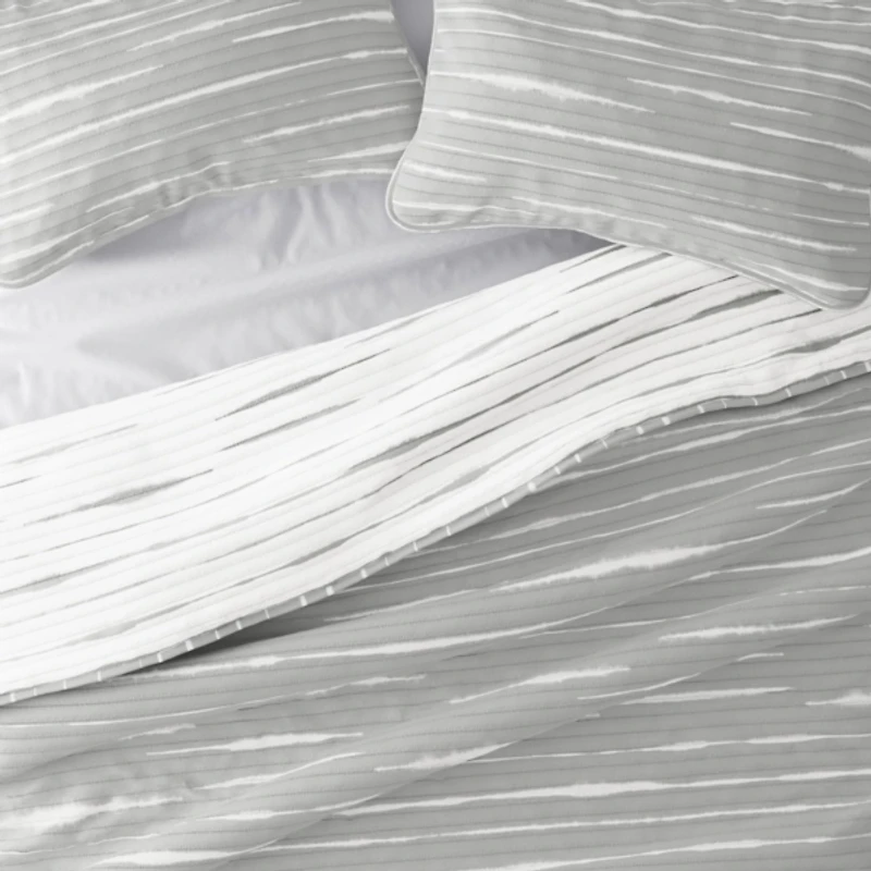 Gray Linear Reversible 3-pc. Queen Quilt Set