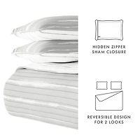 Gray Linear Reversible 3-pc. Queen Quilt Set