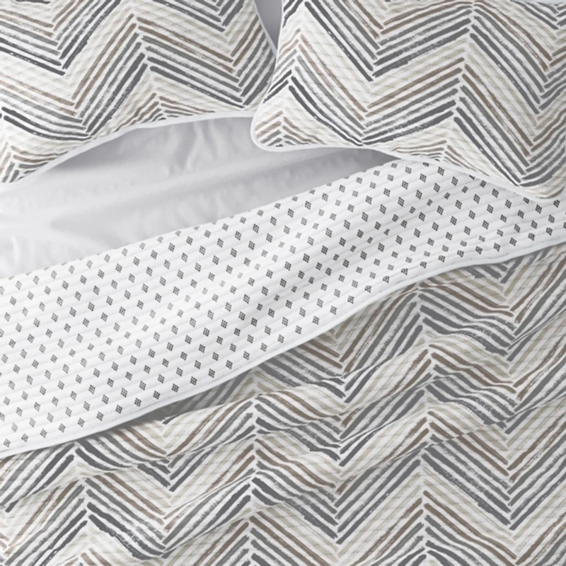 Gray Chevron Reversible 2-pc. Twin Quilt Set
