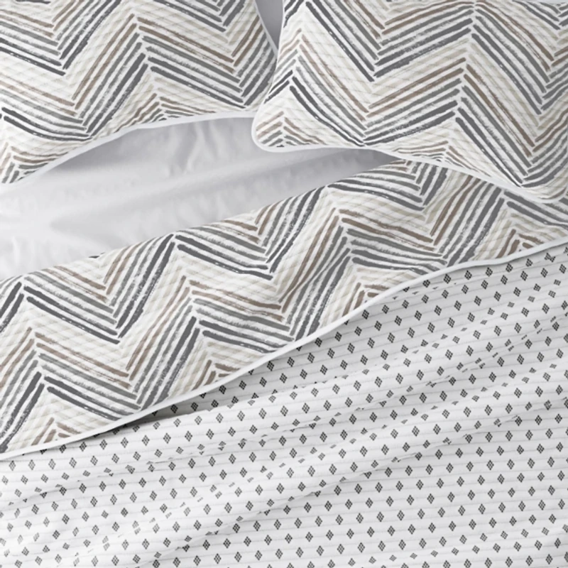 Gray Chevron Reversible 2-pc. Twin Quilt Set