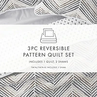 Gray Chevron Reversible 2-pc. Twin Quilt Set