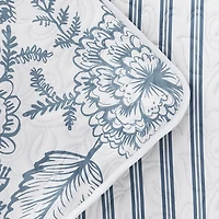 Blue Jacobean Reversible 3-pc. Queen Quilt Set