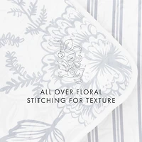 Blue Jacobean Reversible 3-pc. Queen Quilt Set