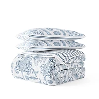 Blue Jacobean Reversible 3-pc. King Quilt Set