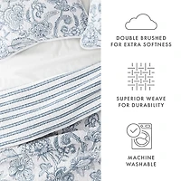 Blue Jacobean Reversible 3-pc. King Quilt Set