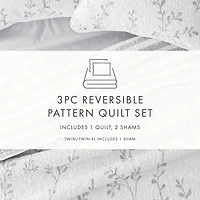 Gray Vines Reversible 2-pc. Twin Quilt Set