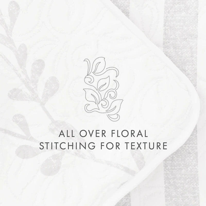 Gray Vines Reversible 3-pc. Queen Quilt Set