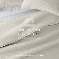 Natural Stitched Stripes 2-pc. Twin Quilt Set