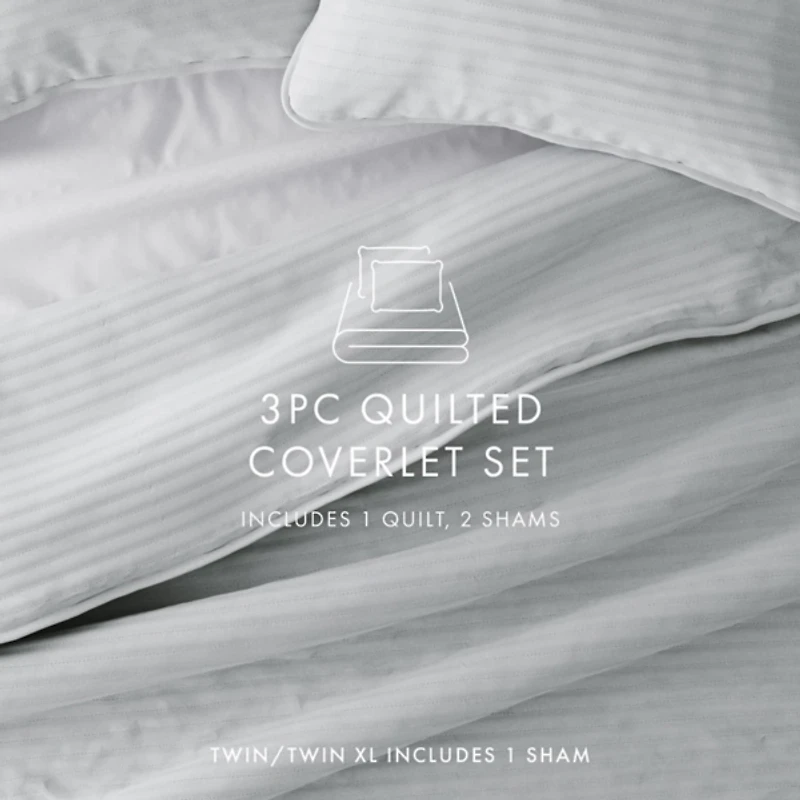 Stitched Stripes 3-pc. Queen Quilt Set