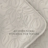 Natural Stitched Floral 3-pc. King Quilt Set