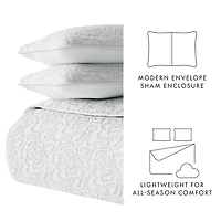 Floral Stitch 3-pc. Queen Quilt Set